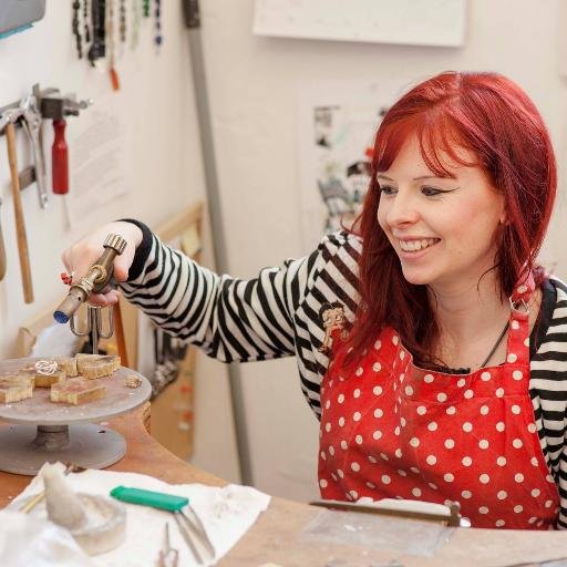 Genna Delaney making jewellery in he studio