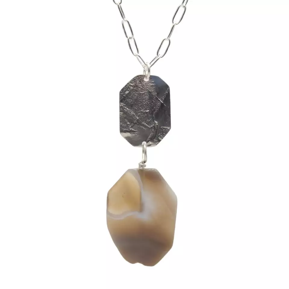 rollered hex agate drop pendant