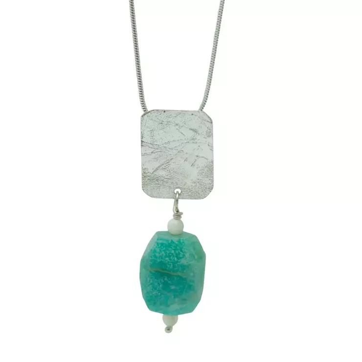 rollered hex amazonite pendant