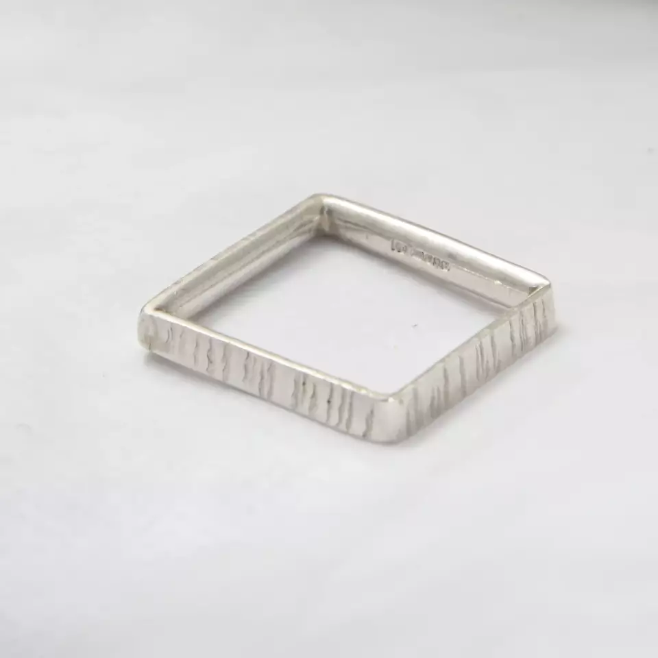 textured square wire ring