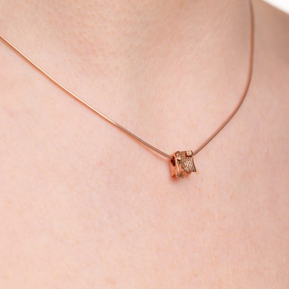 rose gold cube pendant