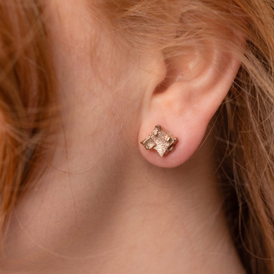 rose gold cube studs