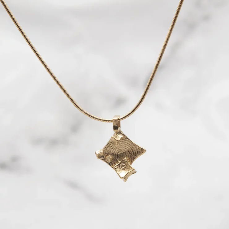 9ct gold plated diamond cube pendant