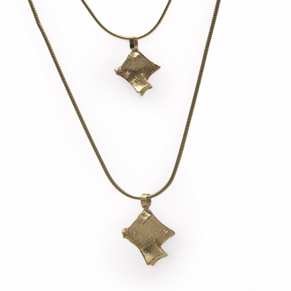 9ct gold plated diamond cube pendants