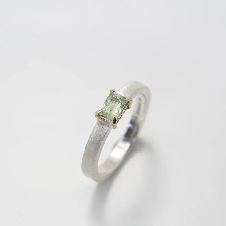 tourmaline silver engagement ring